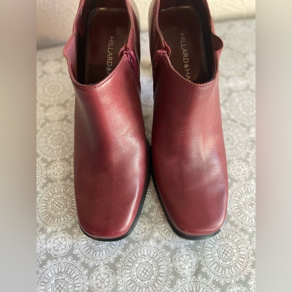 Hillard & Hanson~Red Maroon~ Leather~Square Toe~Side Zipper~Boot Shoe~Size 6.5 - Picture 7 of 13